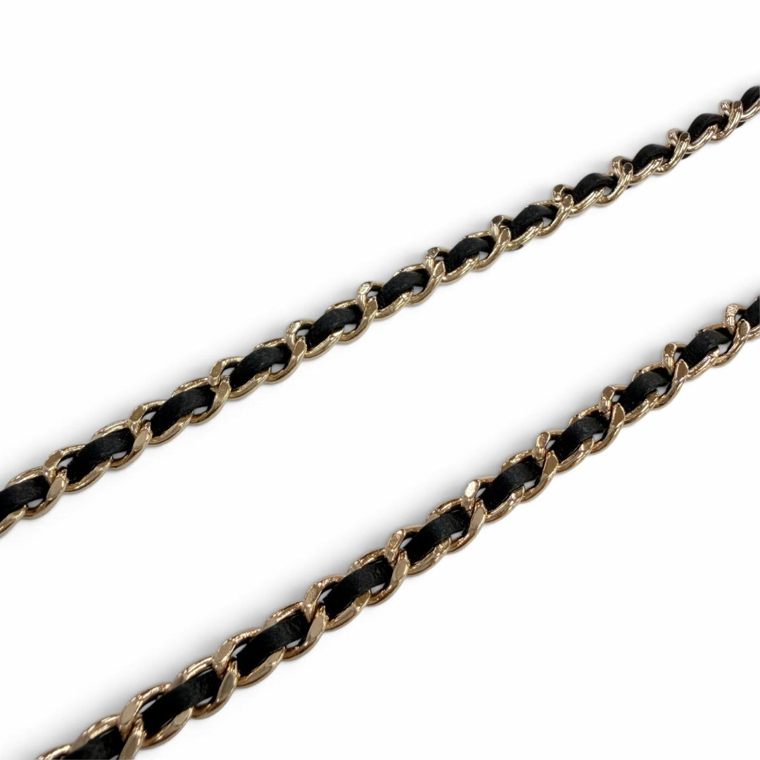 極美品☆CHANEL シャネル B23S ココマーク リップモチーフ ラインストーン ミラー チェーンネックレス ゴールド ブラック 箱・保存袋付き