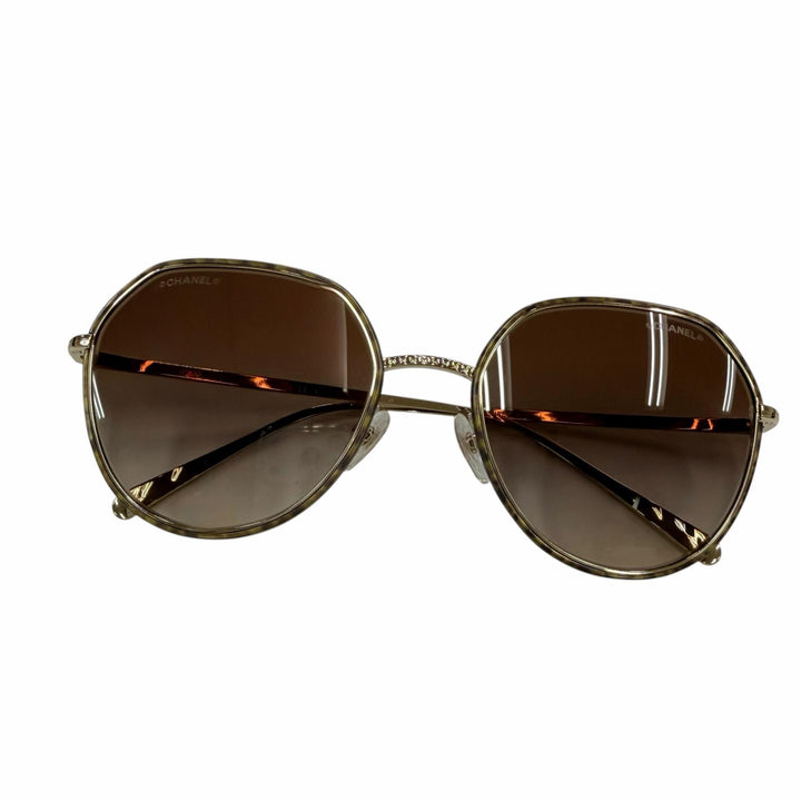 極美品☆CHANEL シャネル 4251-J ココマーク サングラス ゴールド ブラウン グラデーション 55□19 デモレンズ イタリア製 箱付き