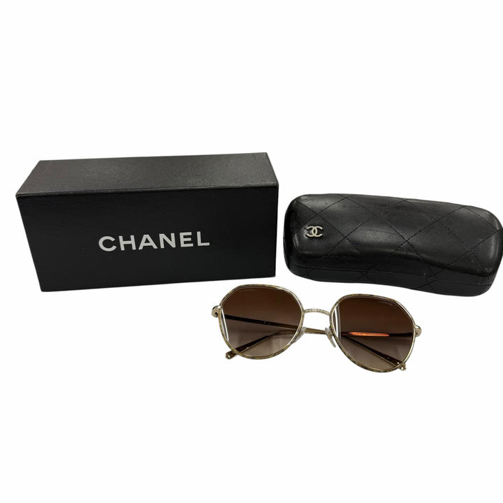 極美品☆CHANEL シャネル 4251-J ココマーク サングラス ゴールド ブラウン グラデーション 55□19 デモレンズ イタリア製 箱付き