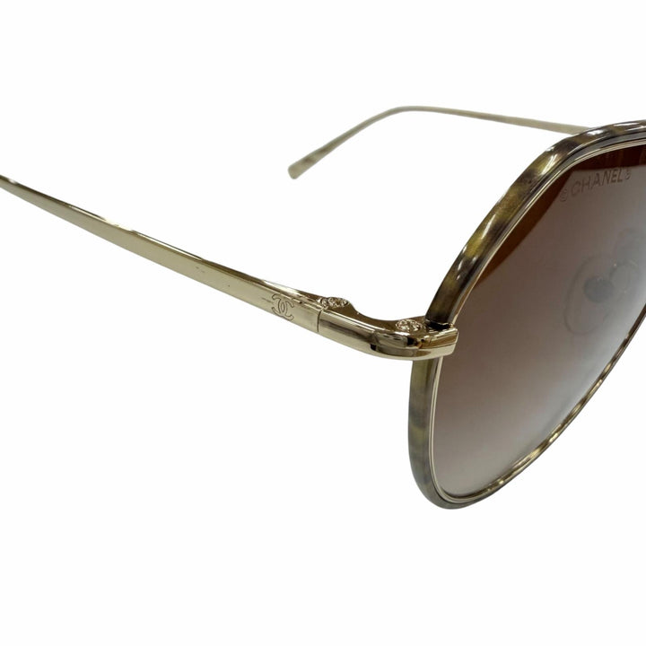 極美品☆CHANEL シャネル 4251-J ココマーク サングラス ゴールド ブラウン グラデーション 55□19 デモレンズ イタリア製 箱付き