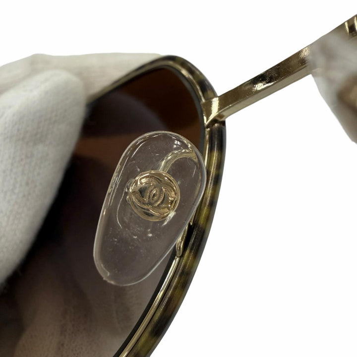 極美品☆CHANEL シャネル 4251-J ココマーク サングラス ゴールド ブラウン グラデーション 55□19 デモレンズ イタリア製 箱付き