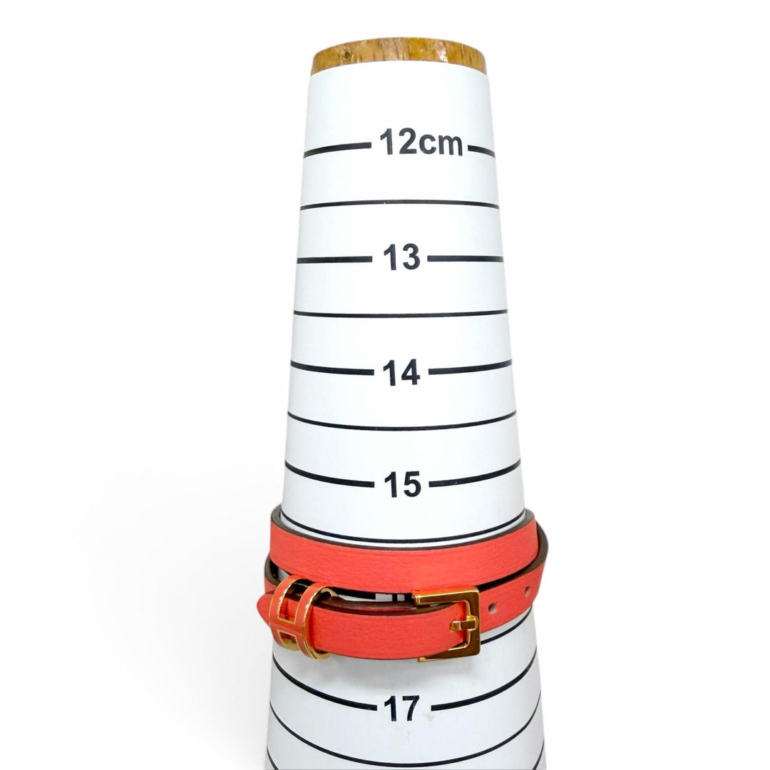 極美品△HERMES エルメス ポップH ドゥブルトゥール ゴールド金具 レザー ブレスレット レッド系 T2 K刻印 フランス製 箱・保存袋付き
