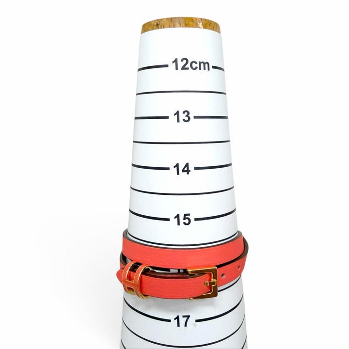 極美品△HERMES エルメス ポップH ドゥブルトゥール ゴールド金具 レザー ブレスレット レッド系 T2 K刻印 フランス製 箱・保存袋付き