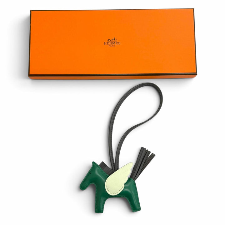 極美品△HERMES エルメス ロデオチャーム ペガスPM アニョーミロ グリーン ミント グレー バッグチャーム G刻印 仏製 レディース 箱付き