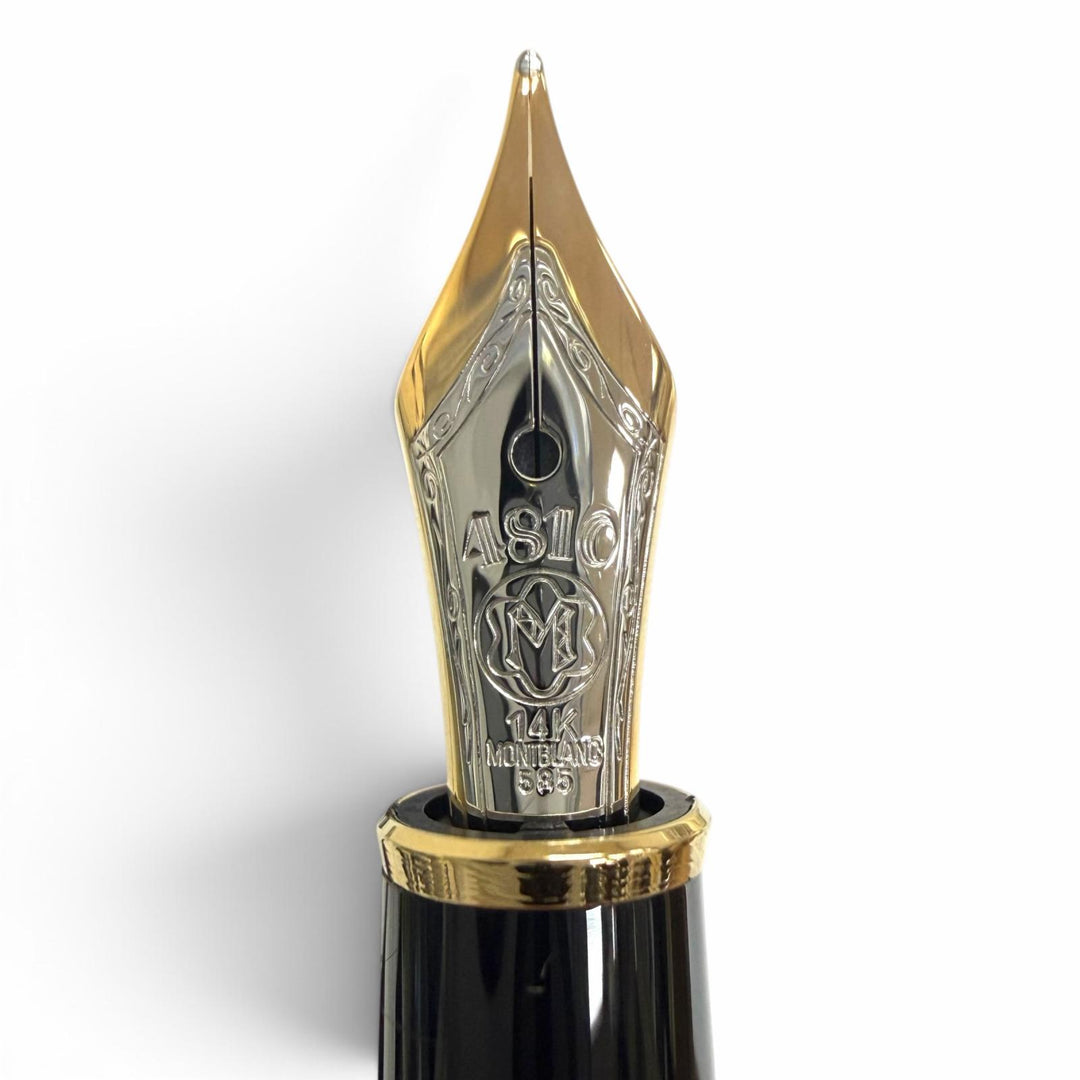 極美品□MONTBLANC モンブラン マイスターシュテュック ペン先14K Mニブ ホワイトスター 万年筆 ブラック ゴールド 西ドイツ製 メンズ