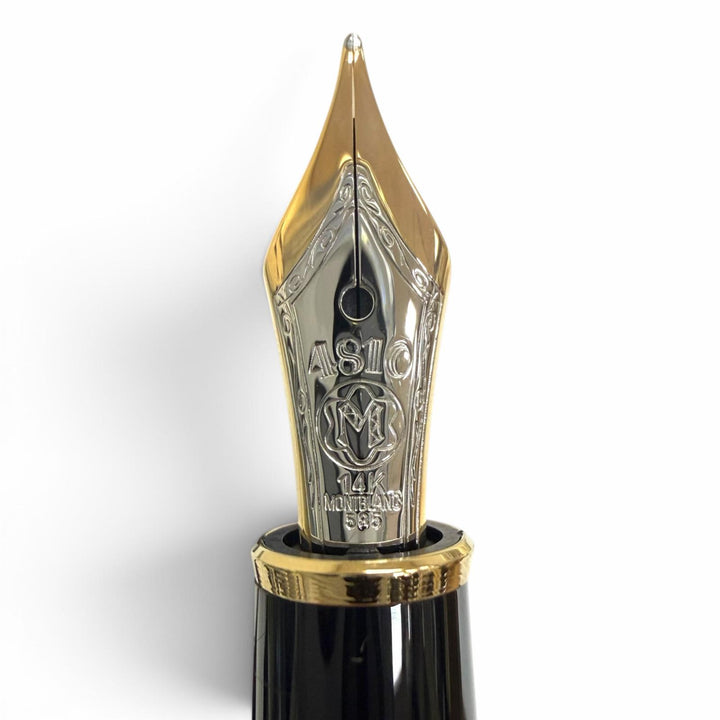 極美品□MONTBLANC モンブラン マイスターシュテュック ペン先14K Mニブ ホワイトスター 万年筆 ブラック ゴールド 西ドイツ製 メンズ