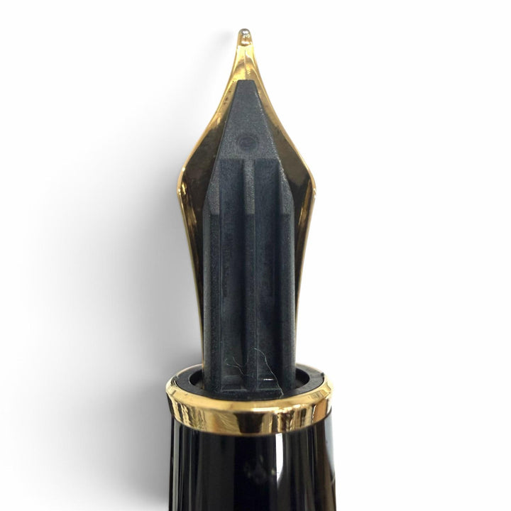 極美品□MONTBLANC モンブラン マイスターシュテュック ペン先14K Mニブ ホワイトスター 万年筆 ブラック ゴールド 西ドイツ製 メンズ