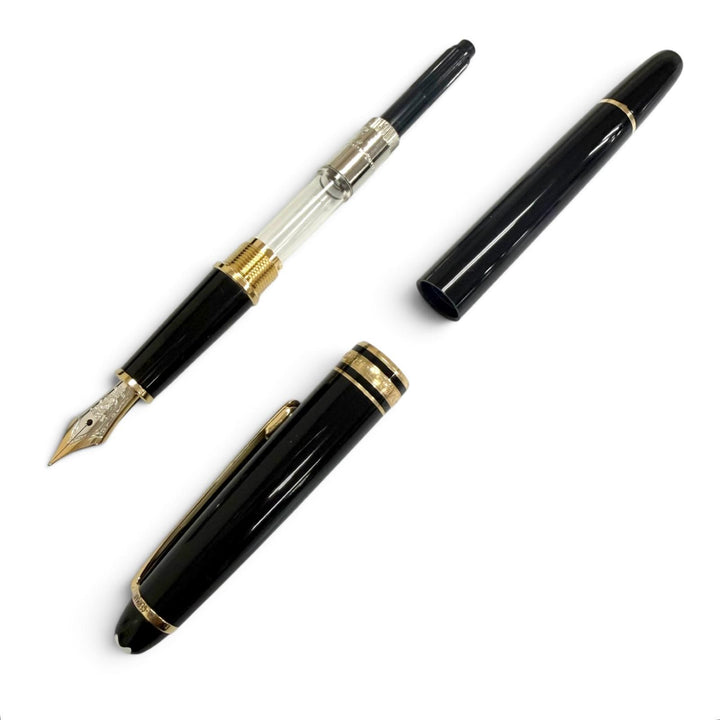 極美品□MONTBLANC モンブラン マイスターシュテュック ペン先14K Mニブ ホワイトスター 万年筆 ブラック ゴールド 西ドイツ製 メンズ