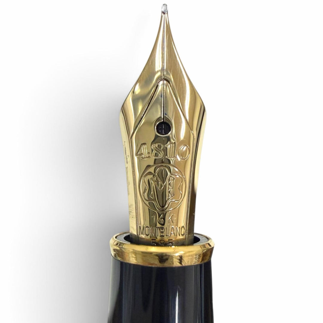 美品□MONTBLANC モンブラン マイスターシュテュック クラシック 4810 ペン先14K EFニブ キャップ式 万年筆 黒 ゴールド 西ドイツ製