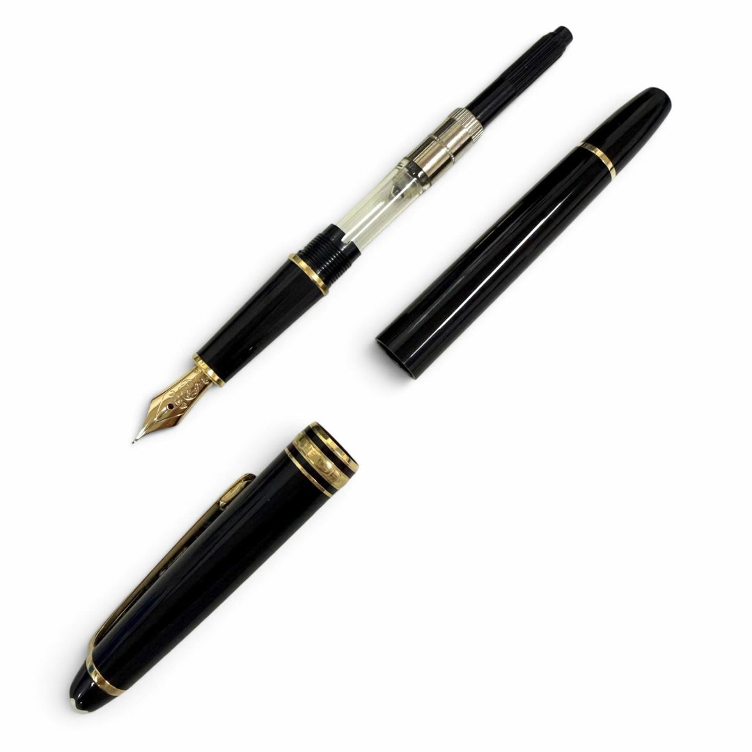 美品□MONTBLANC モンブラン マイスターシュテュック クラシック 4810 ペン先14K EFニブ キャップ式 万年筆 黒 ゴールド 西ドイツ製