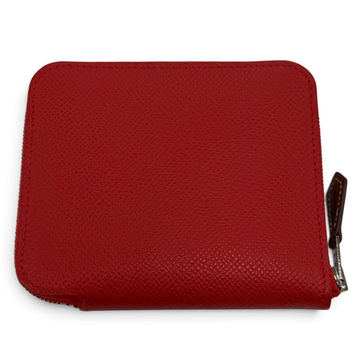 美品☆HERMES エルメス アザップコンパクト シルクイン ヴォーエプソン ルージュラデュー/ブルーイドラ シルバー金具 コインケース K刻印