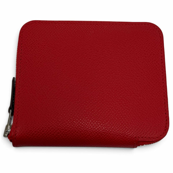 美品☆HERMES エルメス アザップコンパクト シルクイン ヴォーエプソン ルージュラデュー/ブルーイドラ シルバー金具 コインケース K刻印