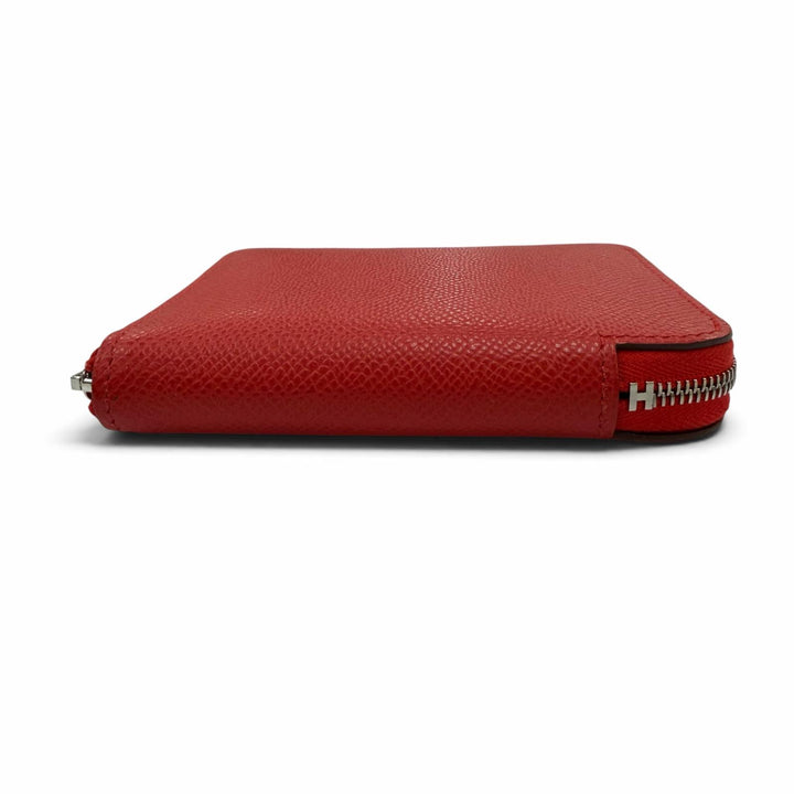 美品☆HERMES エルメス アザップコンパクト シルクイン ヴォーエプソン ルージュラデュー/ブルーイドラ シルバー金具 コインケース K刻印