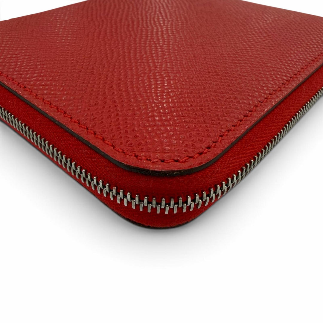 美品☆HERMES エルメス アザップコンパクト シルクイン ヴォーエプソン ルージュラデュー/ブルーイドラ シルバー金具 コインケース K刻印
