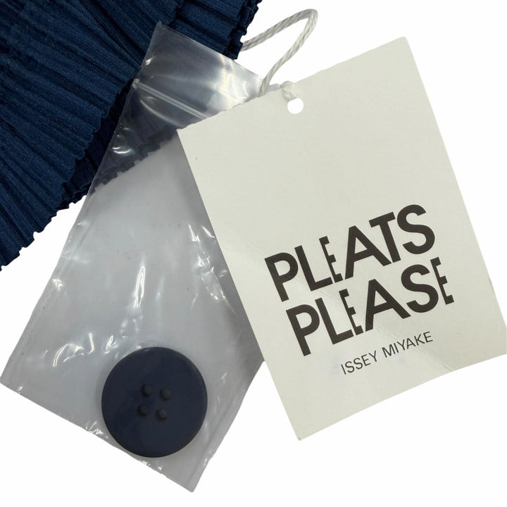 未使用品☆PLEATS PLEASE プリーツプリーズ イッセイミヤケ PP03-JA223 長袖 ロング丈カーディガン ネイビー 3 日本製 正規品 レディース