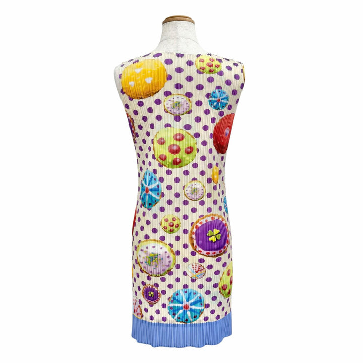 極美品△PLEATS PLEASE プリーツプリーズ イッセイミヤケ PP71-JK843 ドット柄 ノースリーブ チュニック ワンピース マルチ 4 正規品