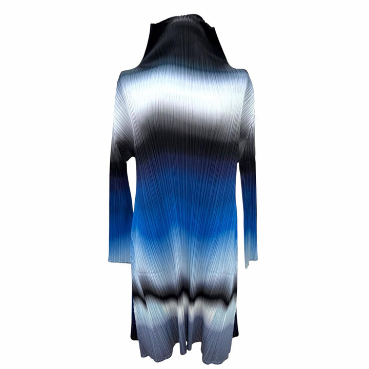 極美品△PLEATS PLEASE プリーツプリーズ イッセイミヤケ PP23-JT736 ハイネック グラデーション チュニック ワンピース ブルー 3 正規品