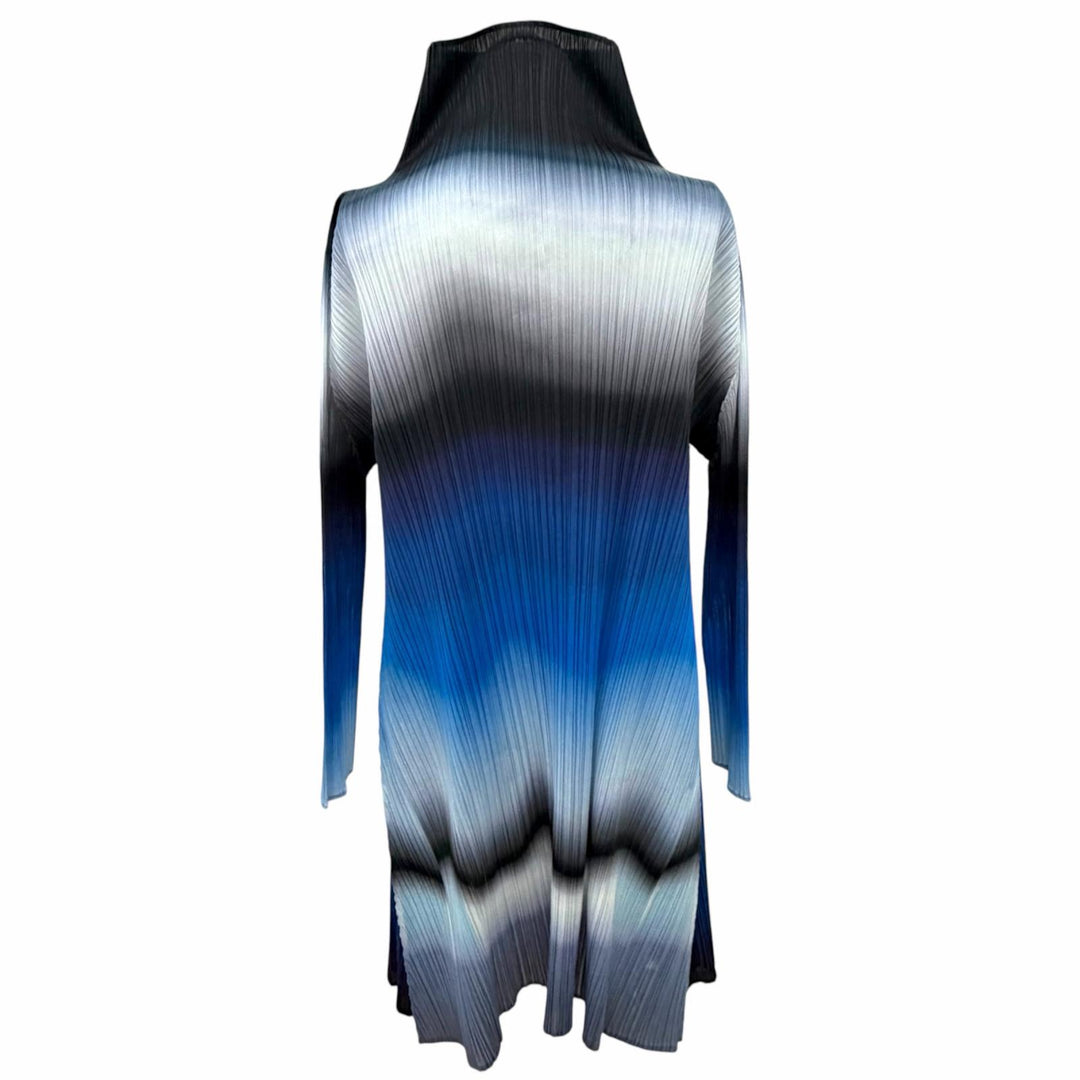 極美品△PLEATS PLEASE プリーツプリーズ イッセイミヤケ PP23-JT736 ハイネック グラデーション チュニック ワンピース ブルー 3 正規品