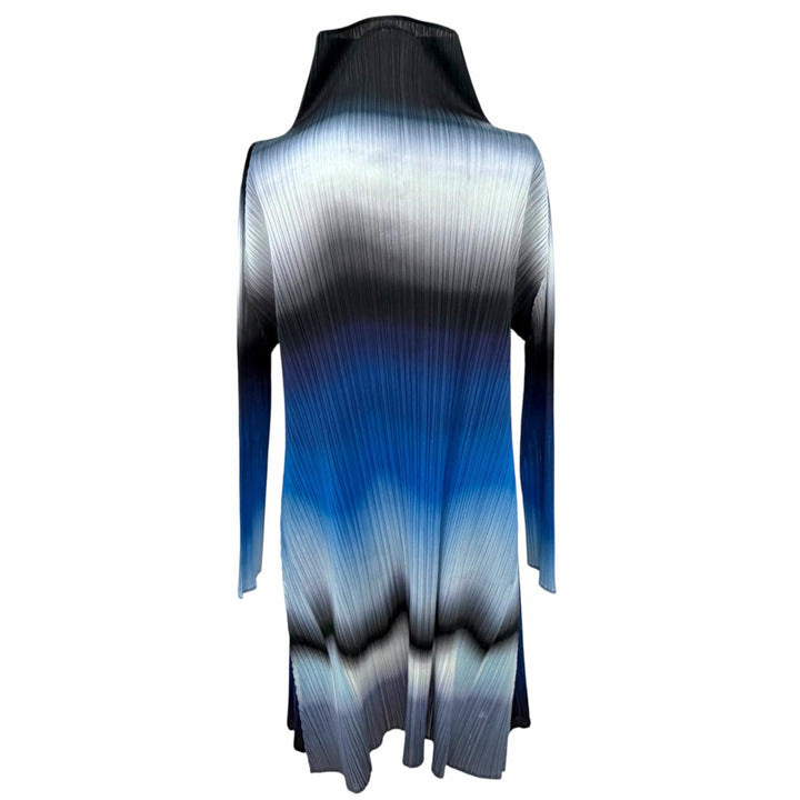 極美品△PLEATS PLEASE プリーツプリーズ イッセイミヤケ PP23-JT736 ハイネック グラデーション チュニック ワンピース ブルー 3 正規品