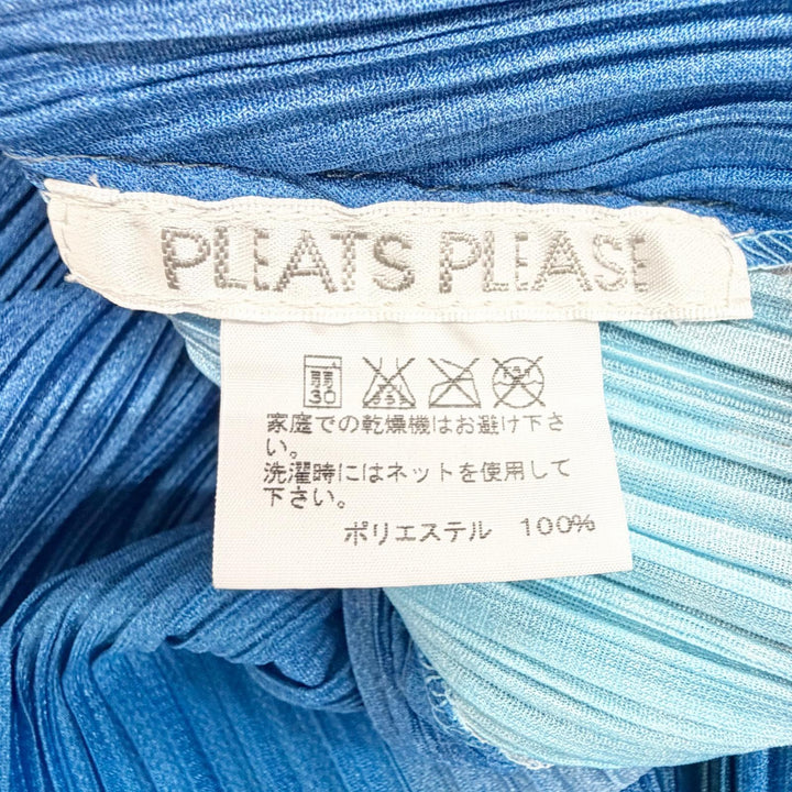極美品△PLEATS PLEASE プリーツプリーズ イッセイミヤケ PP23-JT736 ハイネック グラデーション チュニック ワンピース ブルー 3 正規品