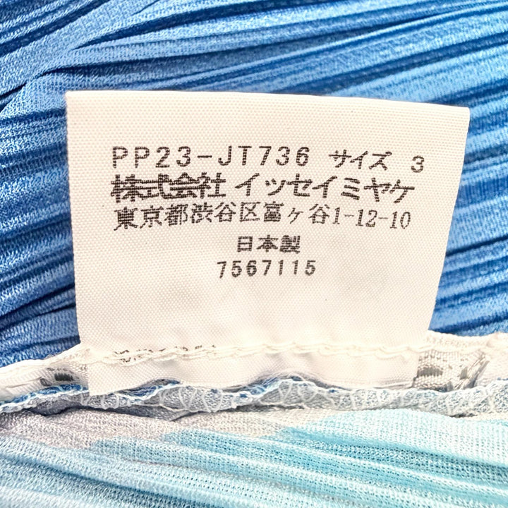 極美品△PLEATS PLEASE プリーツプリーズ イッセイミヤケ PP23-JT736 ハイネック グラデーション チュニック ワンピース ブルー 3 正規品