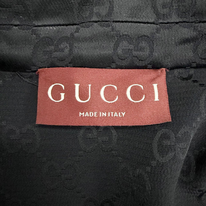 極美品△GUCCI グッチ 803808 GG柄 ベルト付き パジャマ ナイトウェア 長袖シャツ ネイビー 42 イタリア製 正規品 レディース