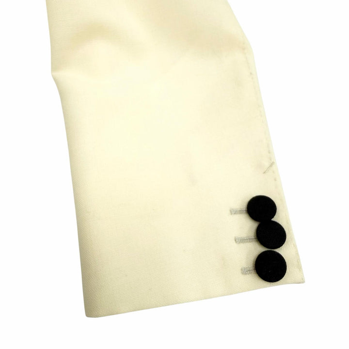 極美品☆GUCCI グッチ 721190 モヘア混 ダブルブレステッドウーレン ジャケット アイボリー ブラック 42 イタリア製 正規品 レディース