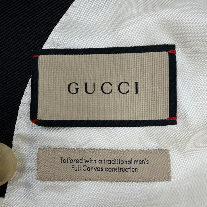 極美品☆GUCCI グッチ 721190 モヘア混 ダブルブレステッドウーレン ジャケット アイボリー ブラック 42 イタリア製 正規品 レディース