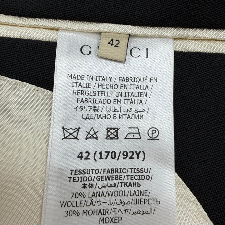 極美品☆GUCCI グッチ 721190 モヘア混 ダブルブレステッドウーレン ジャケット アイボリー ブラック 42 イタリア製 正規品 レディース