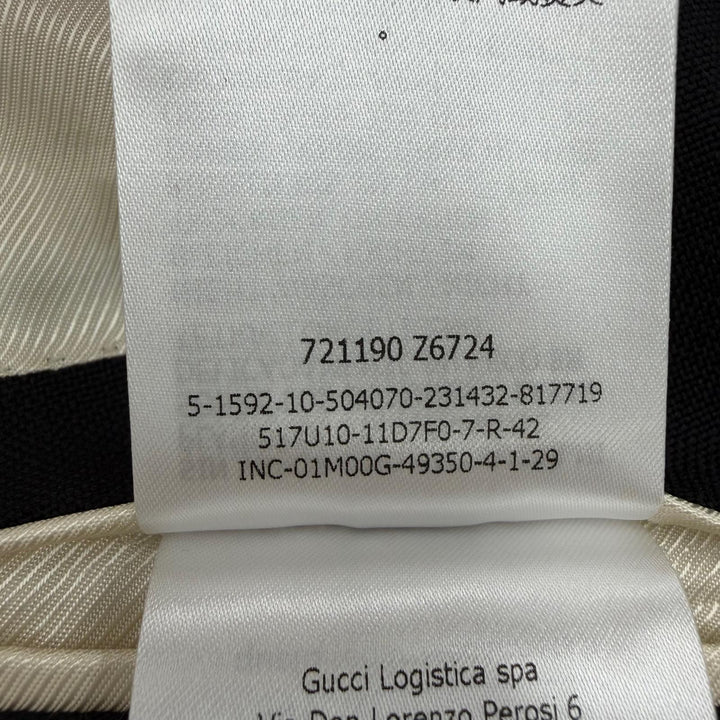 極美品☆GUCCI グッチ 721190 モヘア混 ダブルブレステッドウーレン ジャケット アイボリー ブラック 42 イタリア製 正規品 レディース