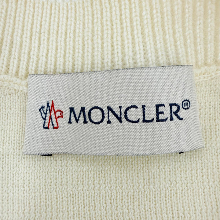 極美品☆MONCLER モンクレール 2023年製 I20939B51000 CARDIGAN ロゴワッペン ニット切替 ダウンジャケット アイボリー XS 正規品 保袋付