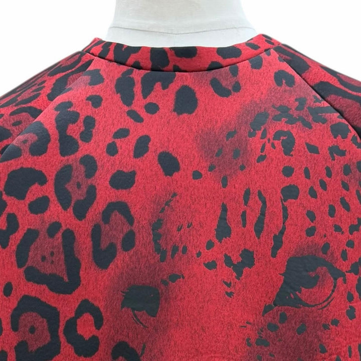 極美品▼DOLCE&amp;GABBANA ドルチェ＆ガッバーナ G9WL9T 黒タグ レオパード柄 クルーネック プルオーバー スウェット レッド XS 伊製 正規品