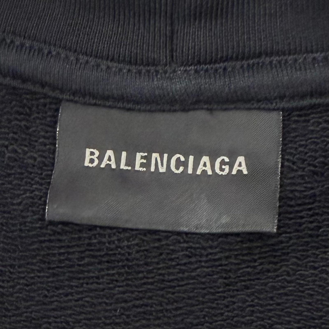 極美品▼BALENCIAGA バレンシアガ 2022年製 620973 コットン100% ロゴ刺繍 フーデッド プルオーバー パーカー ブラック XS 正規品 メンズ