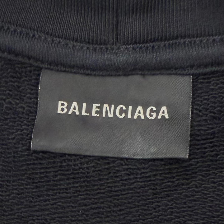極美品▼BALENCIAGA バレンシアガ 2022年製 620973 コットン100% ロゴ刺繍 フーデッド プルオーバー パーカー ブラック XS 正規品 メンズ