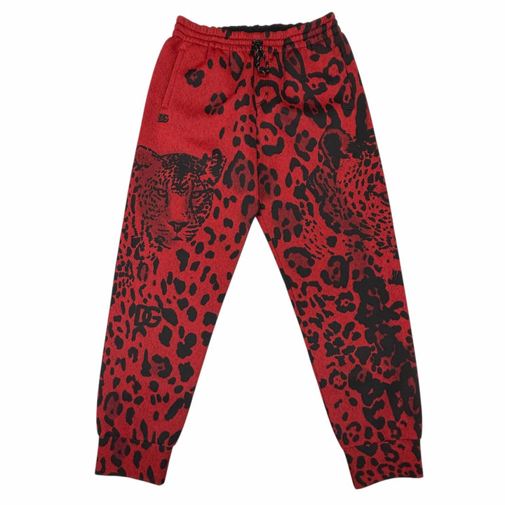 極美品▼DOLCE&amp;GABBANA ドルチェ＆ガッバーナ GWWQAZ 黒タグ レオパード柄 シージー スウェットパンツ レッド ブラック 50 正規品 メンズ