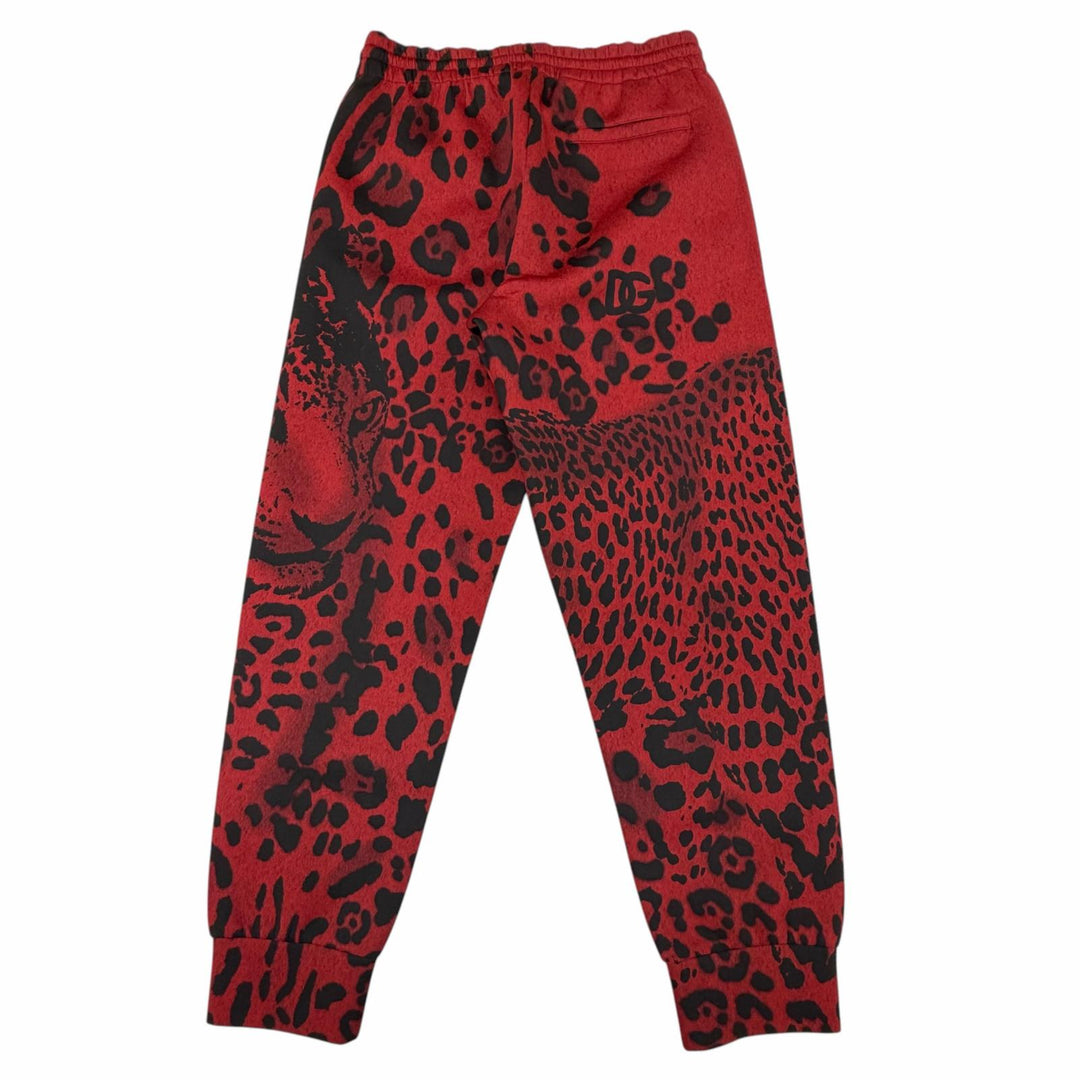 極美品▼DOLCE&amp;GABBANA ドルチェ＆ガッバーナ GWWQAZ 黒タグ レオパード柄 シージー スウェットパンツ レッド ブラック 50 正規品 メンズ