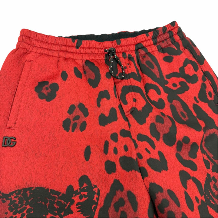 極美品▼DOLCE&amp;GABBANA ドルチェ＆ガッバーナ GWWQAZ 黒タグ レオパード柄 シージー スウェットパンツ レッド ブラック 50 正規品 メンズ
