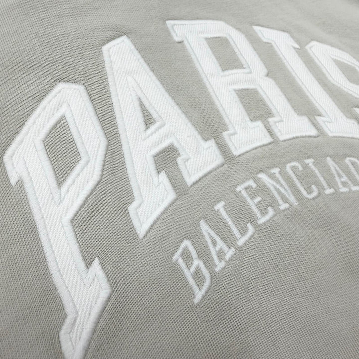 未使用品▼BALENCIAGA バレンシアガ 23AW 674986 コットン100% ロゴ刺繍 フーデッド プルオーバー パーカー グレージュ 1 正規品 メンズ