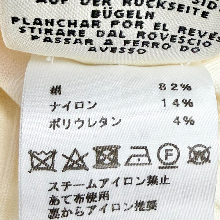 美品△HERMES エルメス 07-7728 シルク82% ハイネック 長袖 リブ ニット トップス アイボリー 34 伊製 正規品 レディース 美シルエット◎
