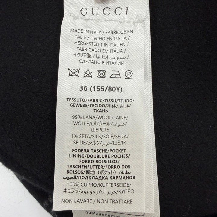未使用品☆GUCCI グッチ 25AW 793634 リバーシブル ウールブレンド GGシルク コート ベルト ラップコート ブラック 36 イタリア製 正規品