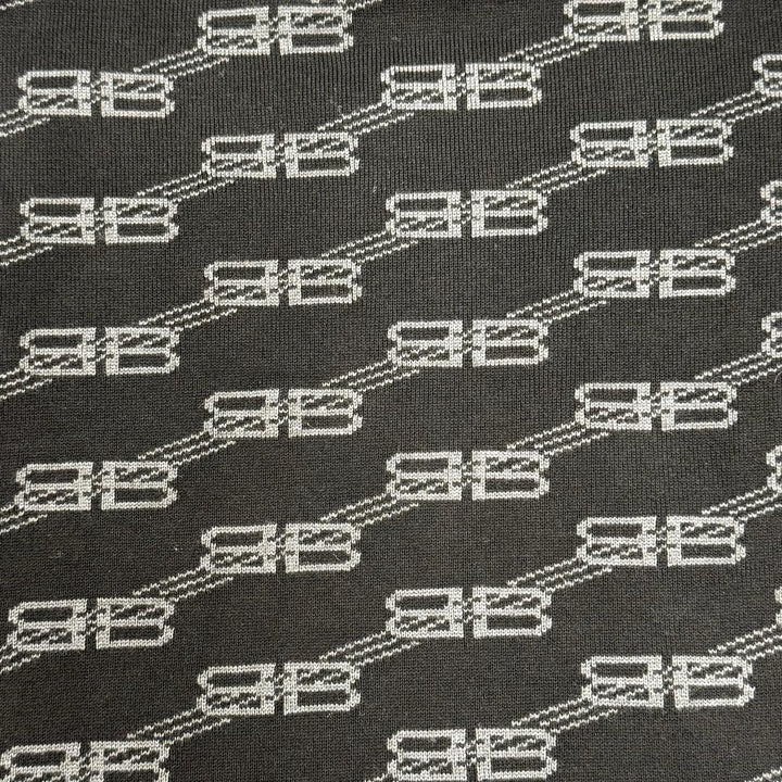 極美品☆BALENCIAGA バレンシアガ 23SS 733861 コットン ウール BBモノグラム 長袖 ニット ブラック グレー M 正規品 レディース メンズ
