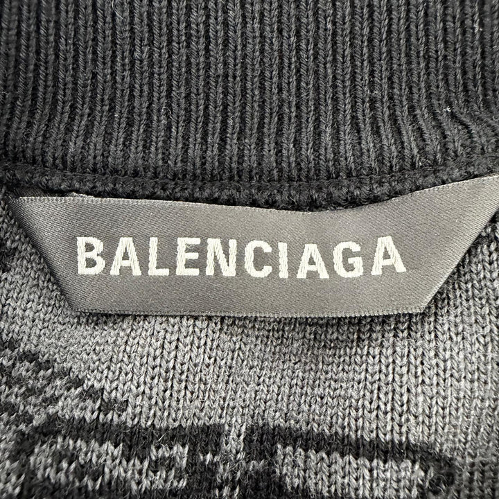 極美品☆BALENCIAGA バレンシアガ 23SS 733861 コットン ウール BBモノグラム 長袖 ニット ブラック グレー M 正規品 レディース メンズ