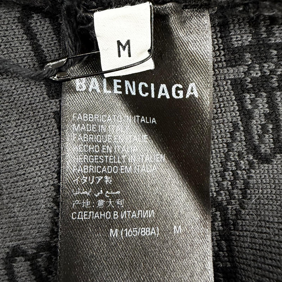 極美品☆BALENCIAGA バレンシアガ 23SS 733861 コットン ウール BBモノグラム 長袖 ニット ブラック グレー M 正規品 レディース メンズ
