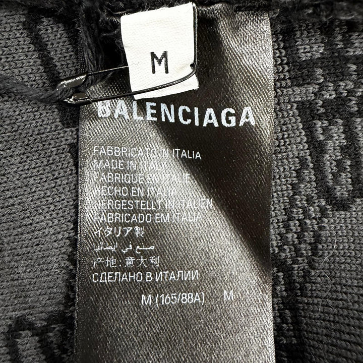 極美品☆BALENCIAGA バレンシアガ 23SS 733861 コットン ウール BBモノグラム 長袖 ニット ブラック グレー M 正規品 レディース メンズ