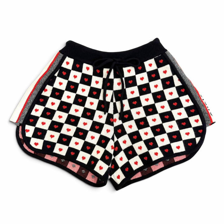 未使用品△Christian Dior クリスチャンディオール 154P17AM013 カシミヤ チェッカーボード ハート ロゴ ニットショートパンツ 42 正規品
