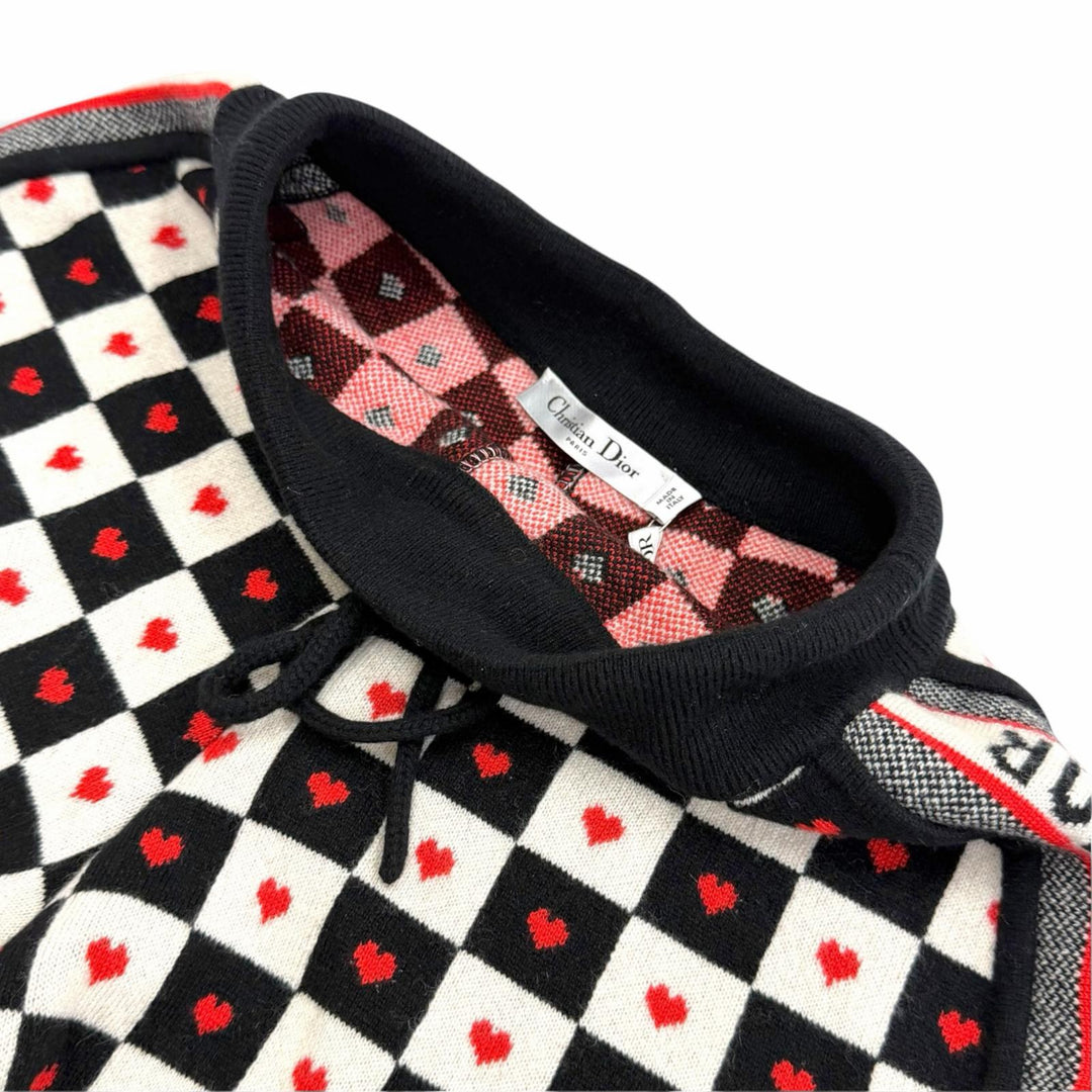未使用品△Christian Dior クリスチャンディオール 154P17AM013 カシミヤ チェッカーボード ハート ロゴ ニットショートパンツ 42 正規品