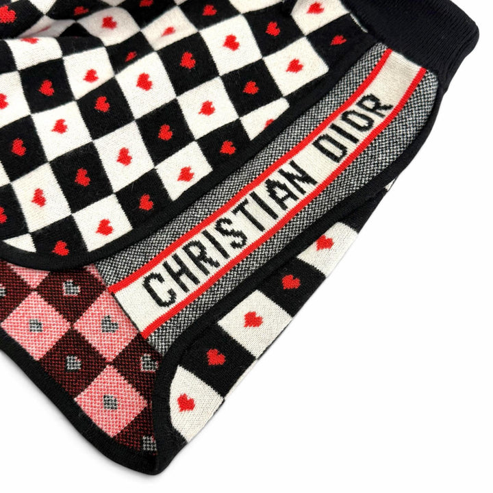 未使用品△Christian Dior クリスチャンディオール 154P17AM013 カシミヤ チェッカーボード ハート ロゴ ニットショートパンツ 42 正規品