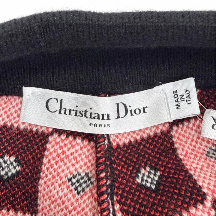 未使用品△Christian Dior クリスチャンディオール 154P17AM013 カシミヤ チェッカーボード ハート ロゴ ニットショートパンツ 42 正規品