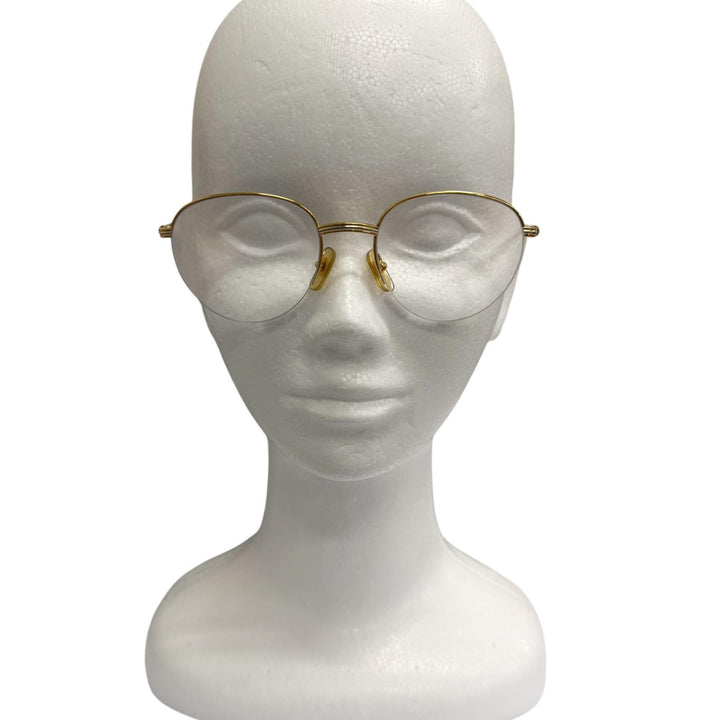 美品□Cartier カルティエ ヴィンテージ トリニティ ハーフリム メガネ 眼鏡 アイウェア ゴールド ボルドー 49□18-135 度入 フランス製