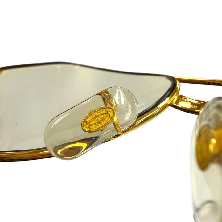 美品▼Cartier カルティエ ヴィンテージ ツーブリッジ ティアドロップ ロゴ金具付き アイウェア サングラス ゴールド 62□14 140 度入り